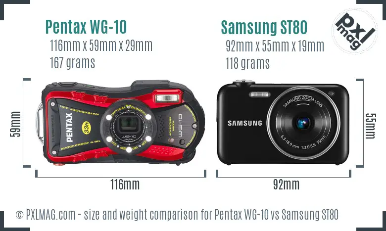 Pentax WG-10 vs Samsung ST80 size comparison