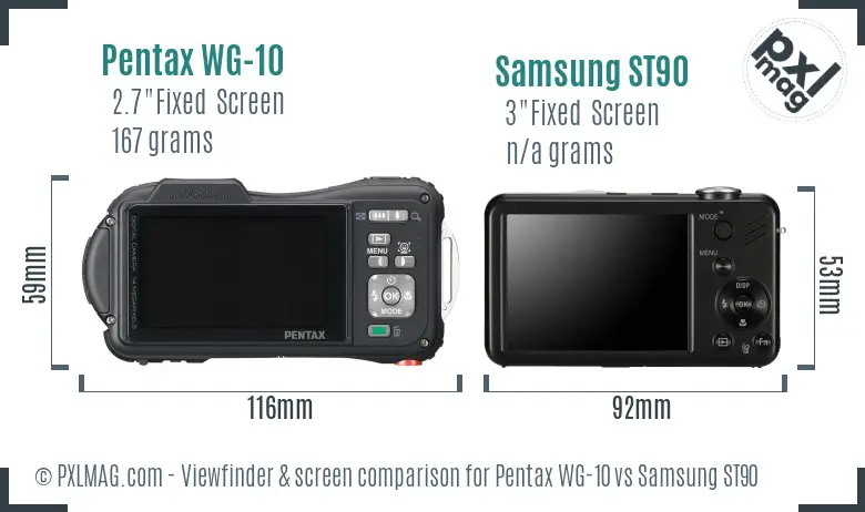 Pentax WG-10 vs Samsung ST90 Screen and Viewfinder comparison