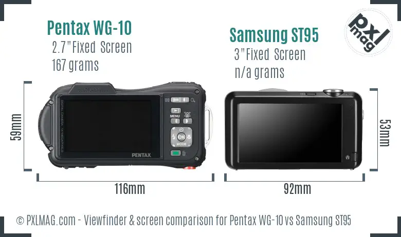 Pentax WG-10 vs Samsung ST95 Screen and Viewfinder comparison