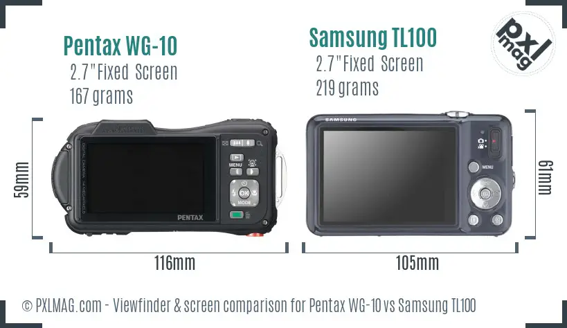 Pentax WG-10 vs Samsung TL100 Screen and Viewfinder comparison