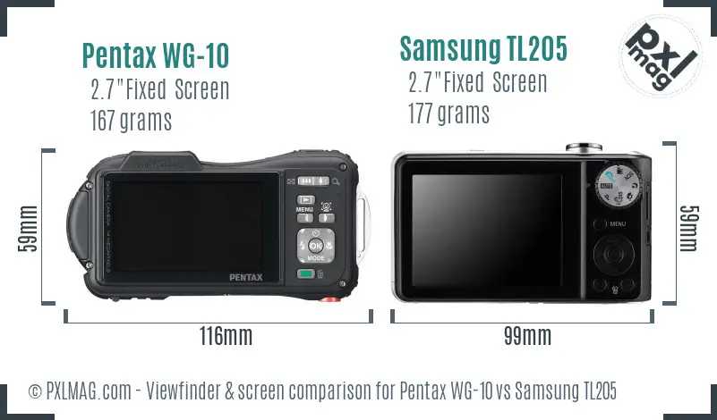 Pentax WG-10 vs Samsung TL205 Screen and Viewfinder comparison