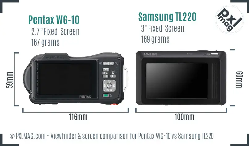 Pentax WG-10 vs Samsung TL220 Screen and Viewfinder comparison
