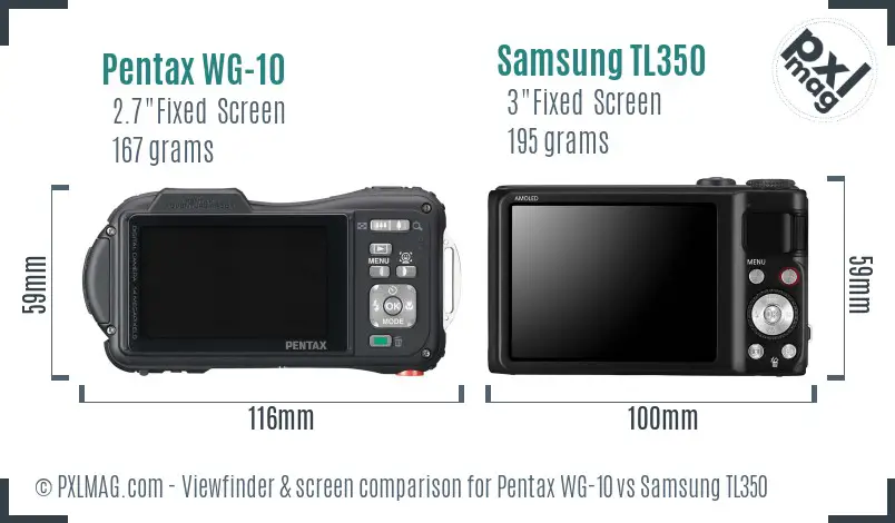 Pentax WG-10 vs Samsung TL350 Screen and Viewfinder comparison