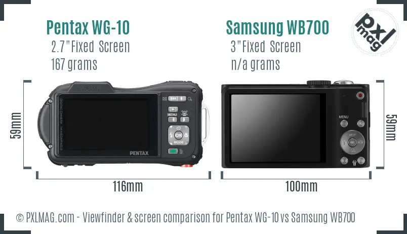 Pentax WG-10 vs Samsung WB700 Screen and Viewfinder comparison