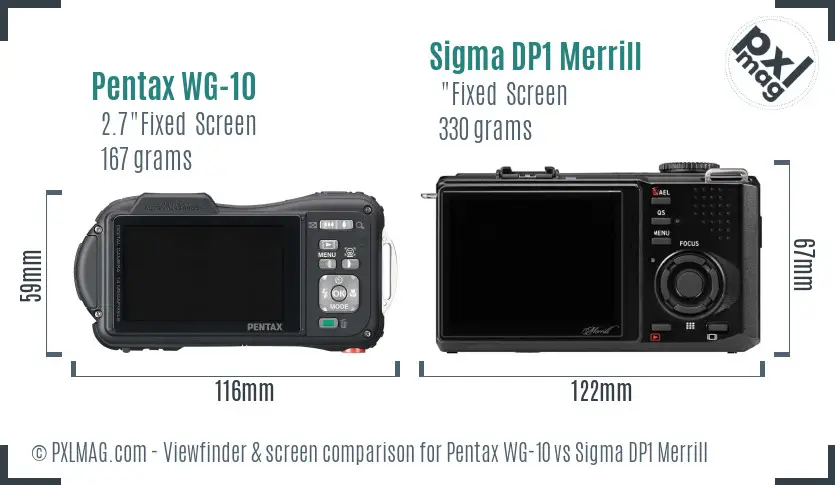 Pentax WG-10 vs Sigma DP1 Merrill Screen and Viewfinder comparison