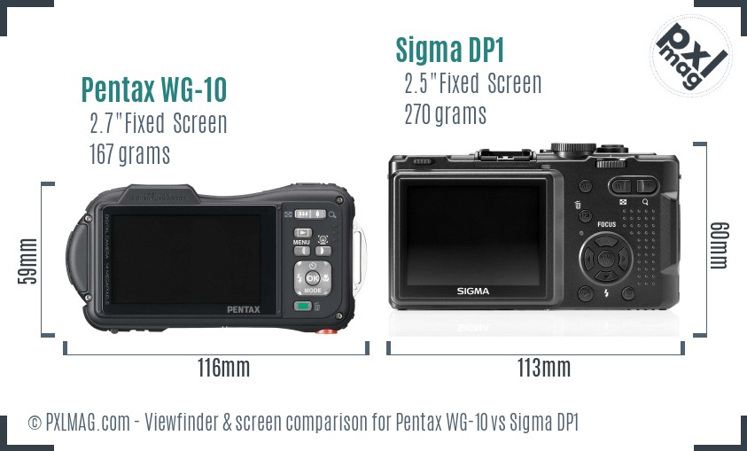 Pentax WG-10 vs Sigma DP1 Screen and Viewfinder comparison