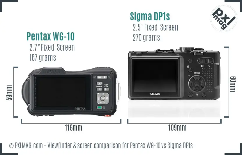 Pentax WG-10 vs Sigma DP1s Screen and Viewfinder comparison