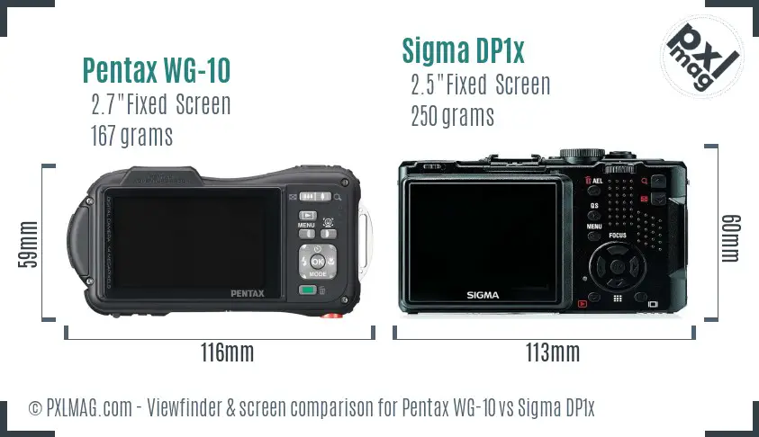 Pentax WG-10 vs Sigma DP1x Screen and Viewfinder comparison