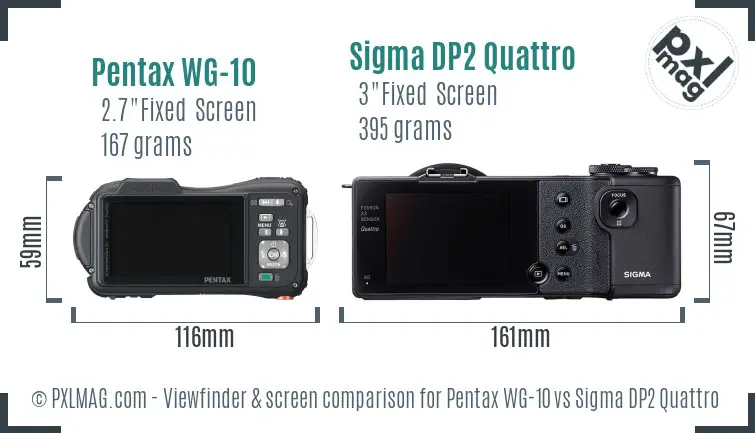 Pentax WG-10 vs Sigma DP2 Quattro Screen and Viewfinder comparison
