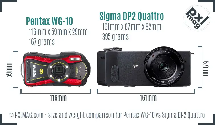 Pentax WG-10 vs Sigma DP2 Quattro size comparison