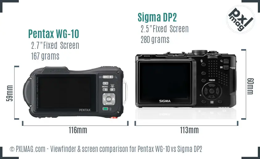 Pentax WG-10 vs Sigma DP2 Screen and Viewfinder comparison