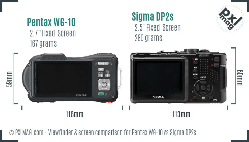 Pentax WG-10 vs Sigma DP2s Screen and Viewfinder comparison
