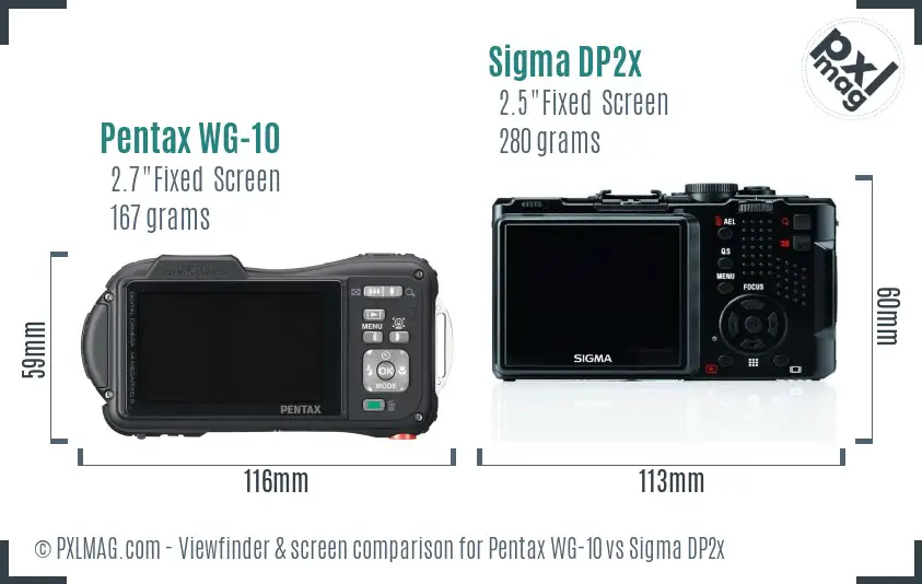 Pentax WG-10 vs Sigma DP2x Screen and Viewfinder comparison