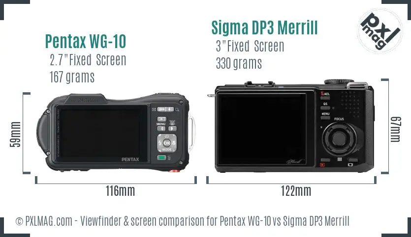 Pentax WG-10 vs Sigma DP3 Merrill Screen and Viewfinder comparison