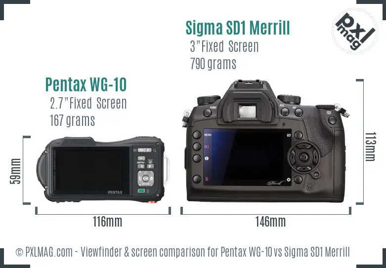 Pentax WG-10 vs Sigma SD1 Merrill Screen and Viewfinder comparison