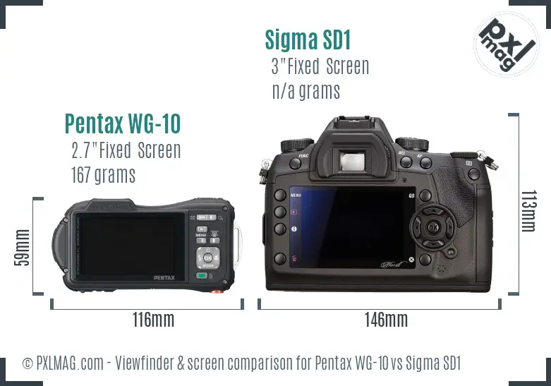 Pentax WG-10 vs Sigma SD1 Screen and Viewfinder comparison