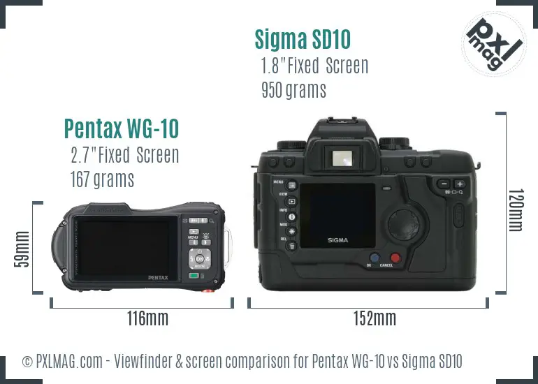 Pentax WG-10 vs Sigma SD10 Screen and Viewfinder comparison