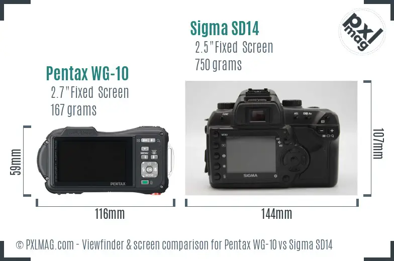 Pentax WG-10 vs Sigma SD14 Screen and Viewfinder comparison
