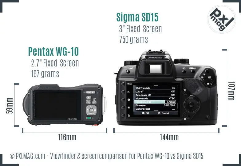 Pentax WG-10 vs Sigma SD15 Screen and Viewfinder comparison