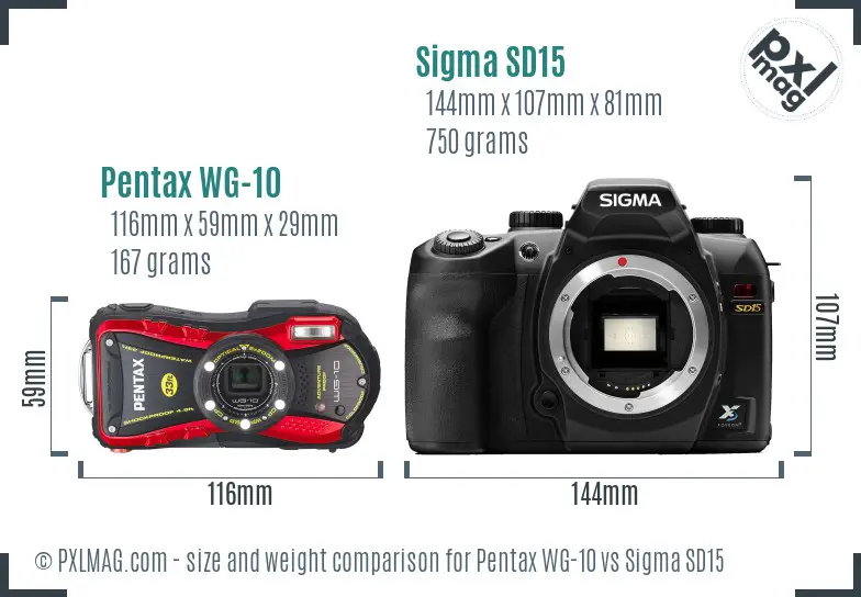 Pentax WG-10 vs Sigma SD15 size comparison