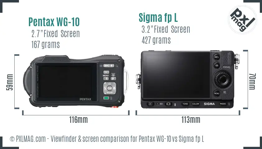Pentax WG-10 vs Sigma fp L Screen and Viewfinder comparison