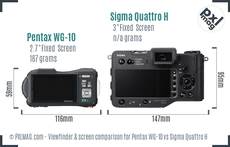 Pentax WG-10 vs Sigma Quattro H Screen and Viewfinder comparison