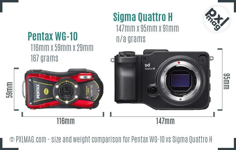 Pentax WG-10 vs Sigma Quattro H size comparison