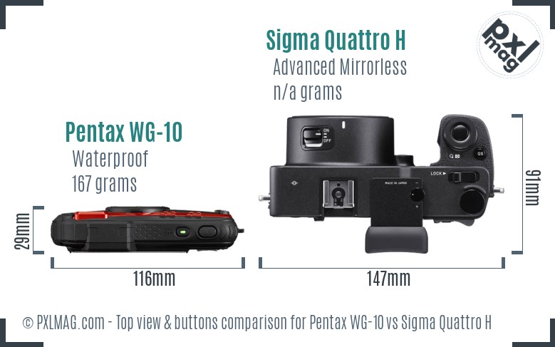 Pentax WG-10 vs Sigma Quattro H top view buttons comparison