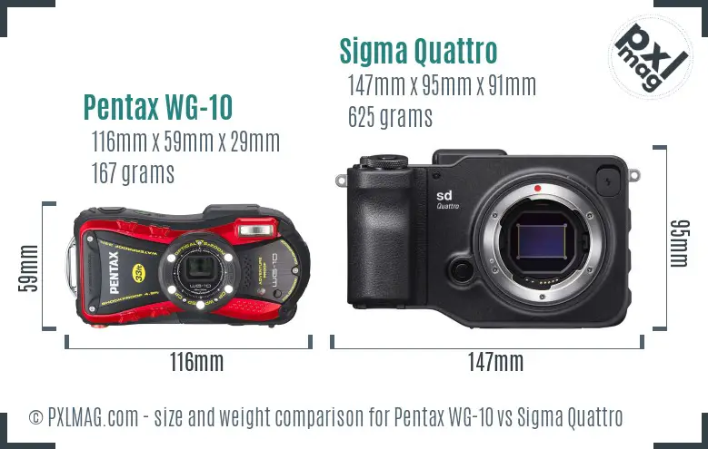 Pentax WG-10 vs Sigma Quattro size comparison