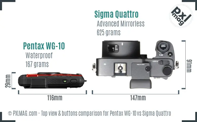Pentax WG-10 vs Sigma Quattro top view buttons comparison