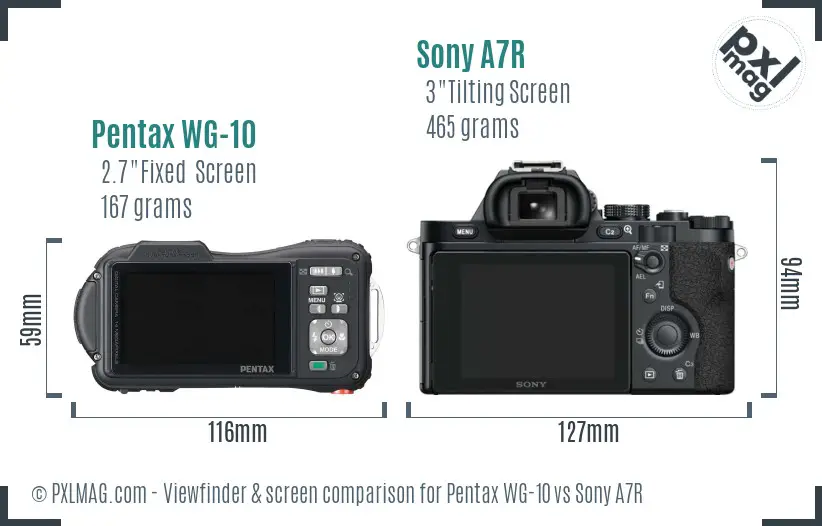 Pentax WG-10 vs Sony A7R Screen and Viewfinder comparison