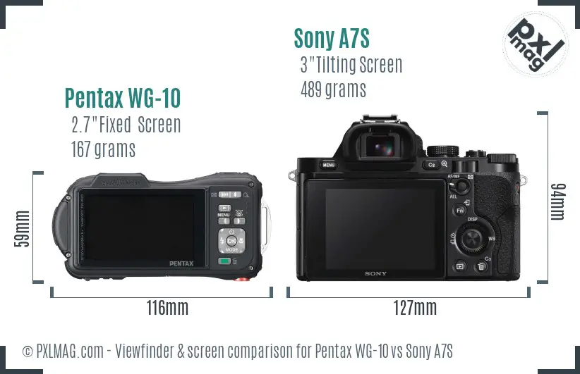 Pentax WG-10 vs Sony A7S Screen and Viewfinder comparison