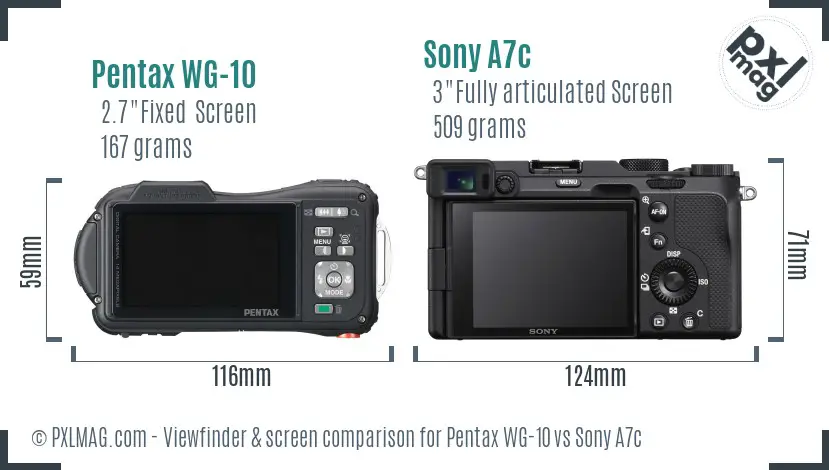 Pentax WG-10 vs Sony A7c Screen and Viewfinder comparison Pentax WG-10 vs Sony A7c Screen and Viewfinder comparison