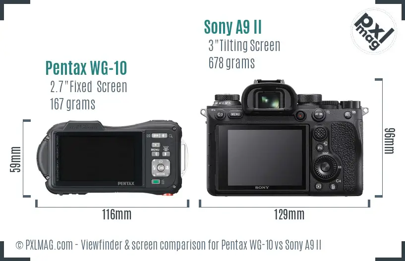 Pentax WG-10 vs Sony A9 II Screen and Viewfinder comparison