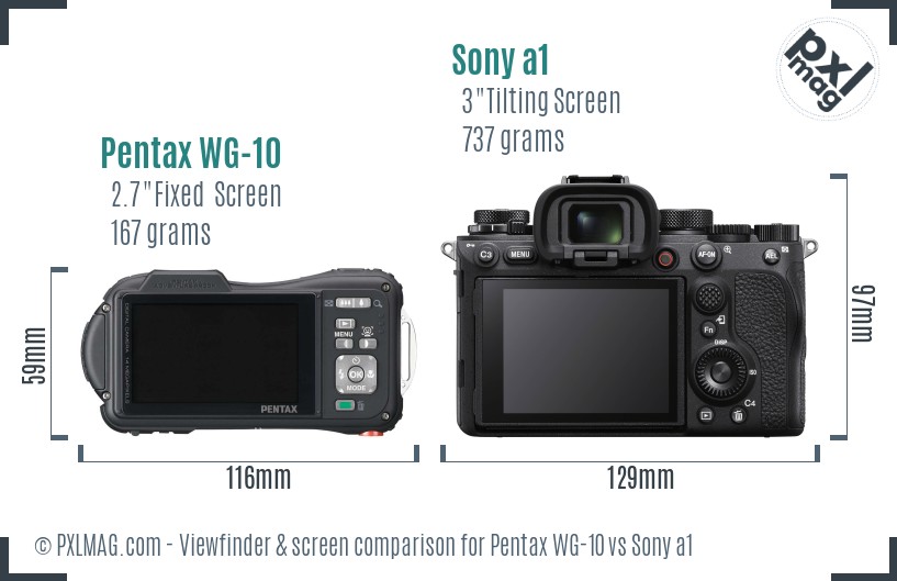 Pentax WG-10 vs Sony a1 Screen and Viewfinder comparison