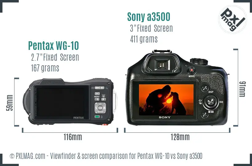 Pentax WG-10 vs Sony a3500 Screen and Viewfinder comparison
