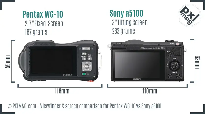 Pentax WG-10 vs Sony a5100 Screen and Viewfinder comparison