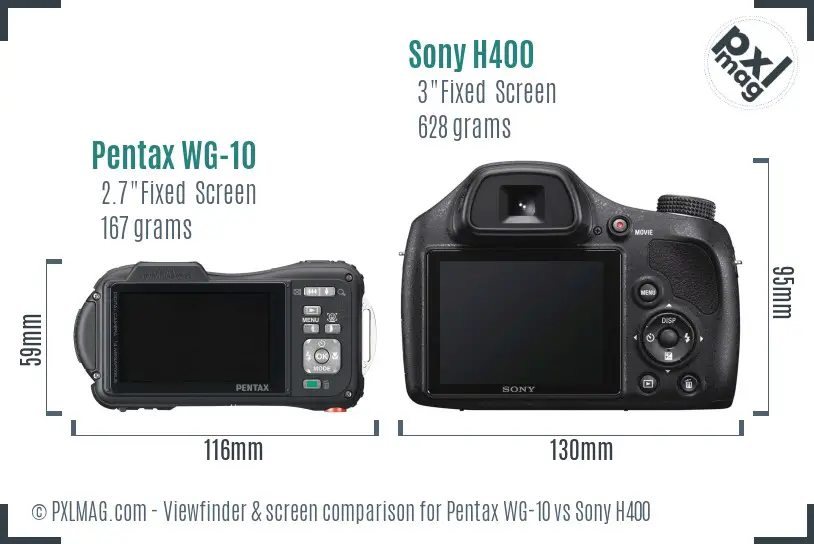 Pentax WG-10 vs Sony H400 Screen and Viewfinder comparison