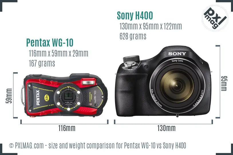 Pentax WG-10 vs Sony H400 size comparison