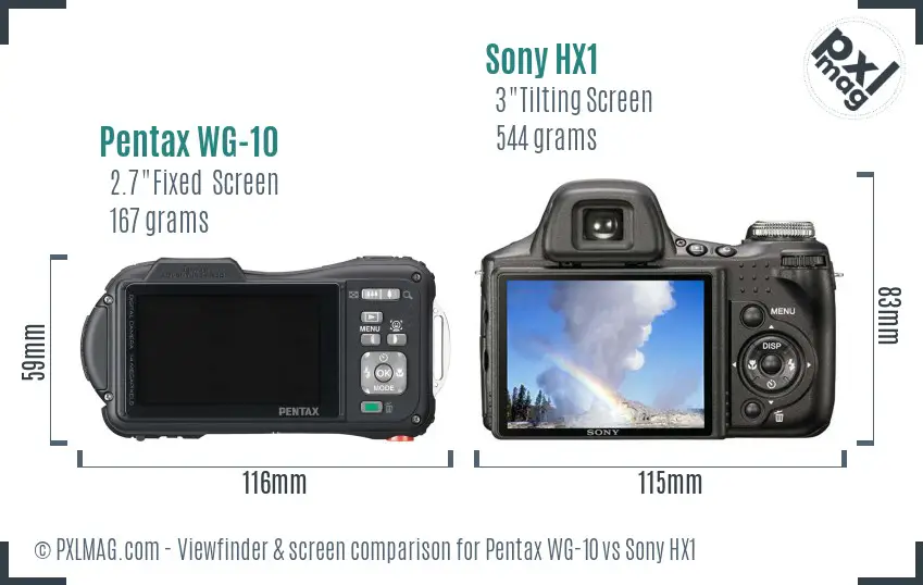 Pentax WG-10 vs Sony HX1 Screen and Viewfinder comparison