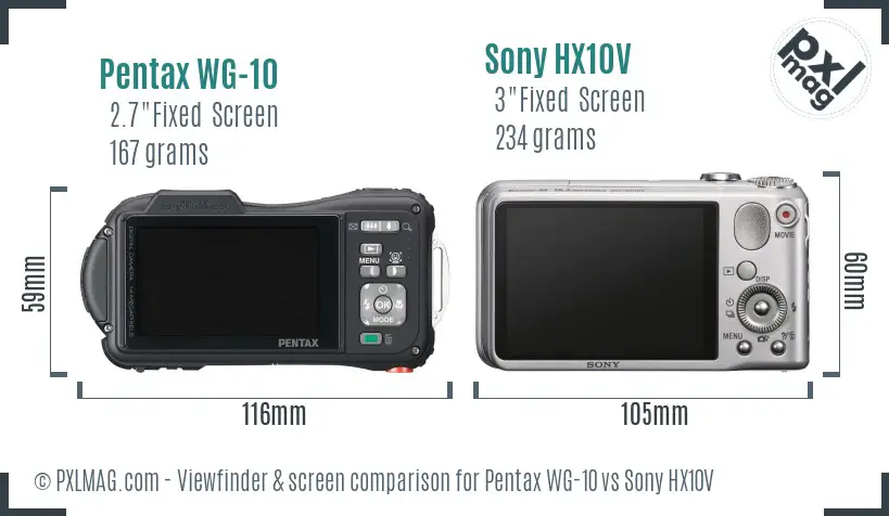 Pentax WG-10 vs Sony HX10V Screen and Viewfinder comparison Pentax WG-10 vs Sony HX10V Screen and Viewfinder comparison