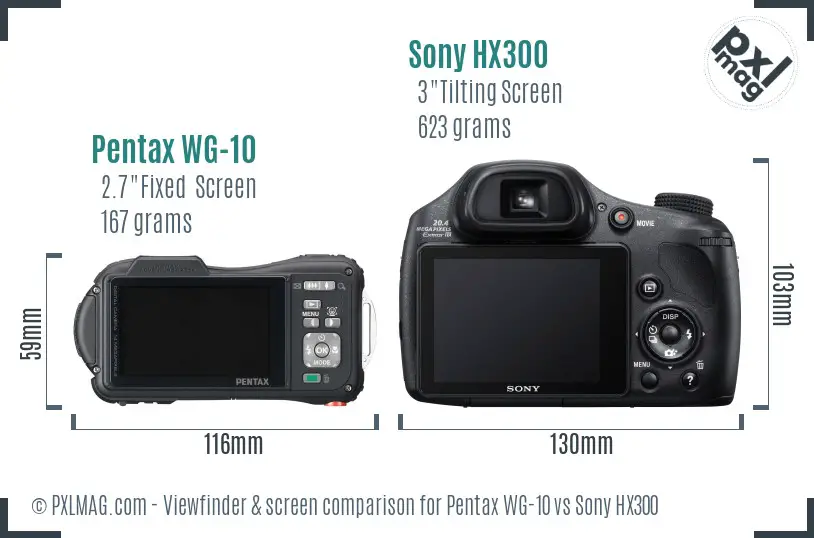 Pentax WG-10 vs Sony HX300 Screen and Viewfinder comparison