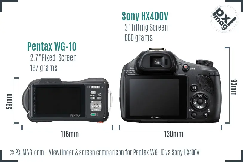 Pentax WG-10 vs Sony HX400V Screen and Viewfinder comparison