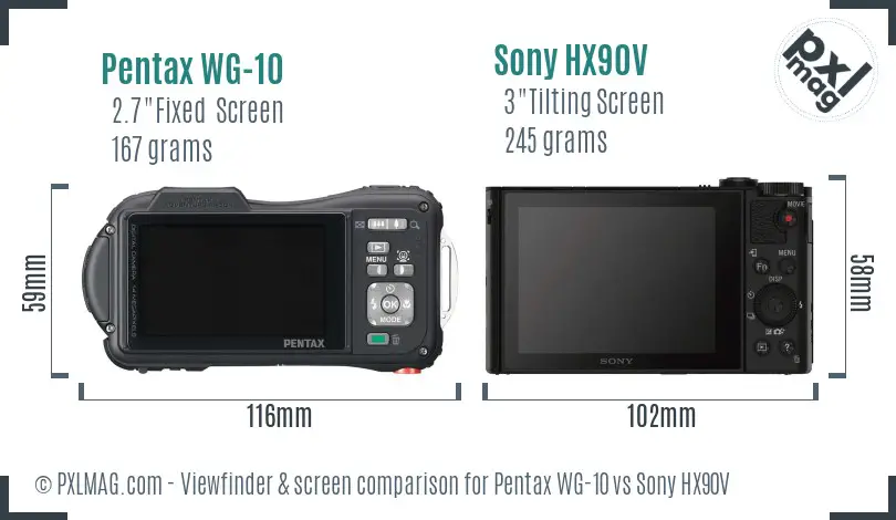 Pentax WG-10 vs Sony HX90V Screen and Viewfinder comparison
