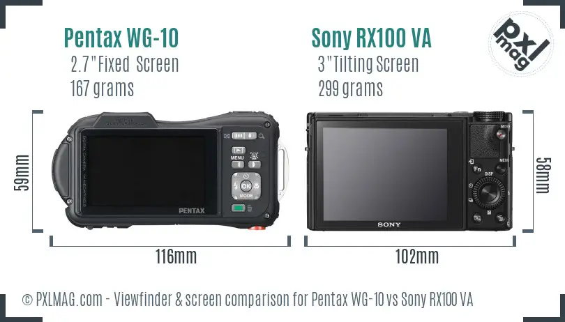 Pentax WG-10 vs Sony RX100 VA Screen and Viewfinder comparison