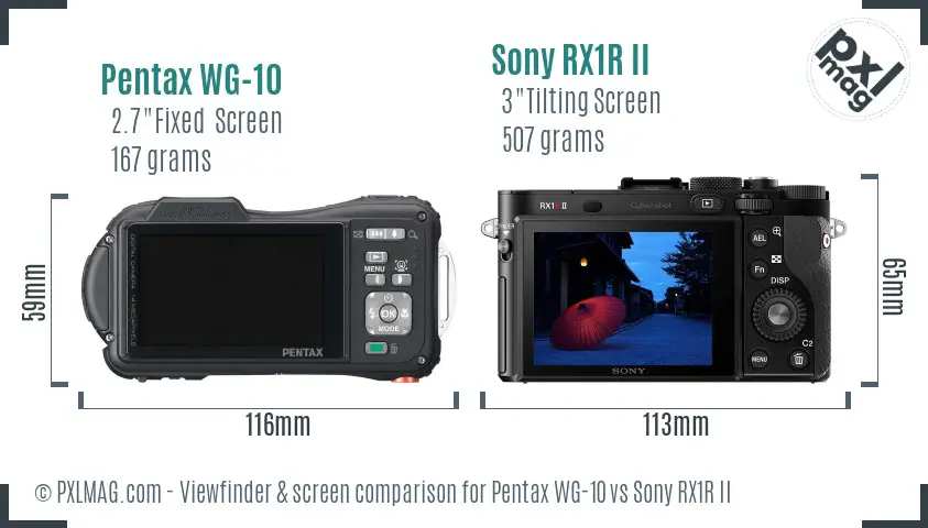Pentax WG-10 vs Sony RX1R II Screen and Viewfinder comparison