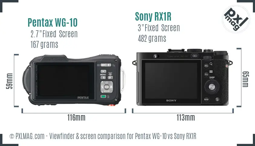 Pentax WG-10 vs Sony RX1R Screen and Viewfinder comparison
