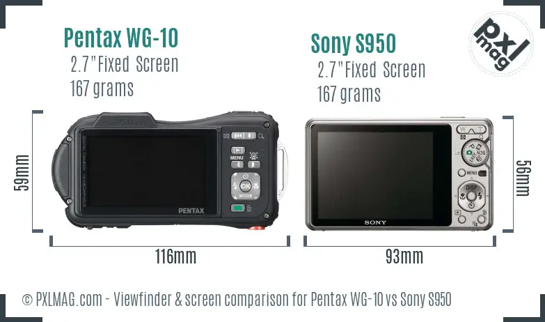 Pentax WG-10 vs Sony S950 Screen and Viewfinder comparison