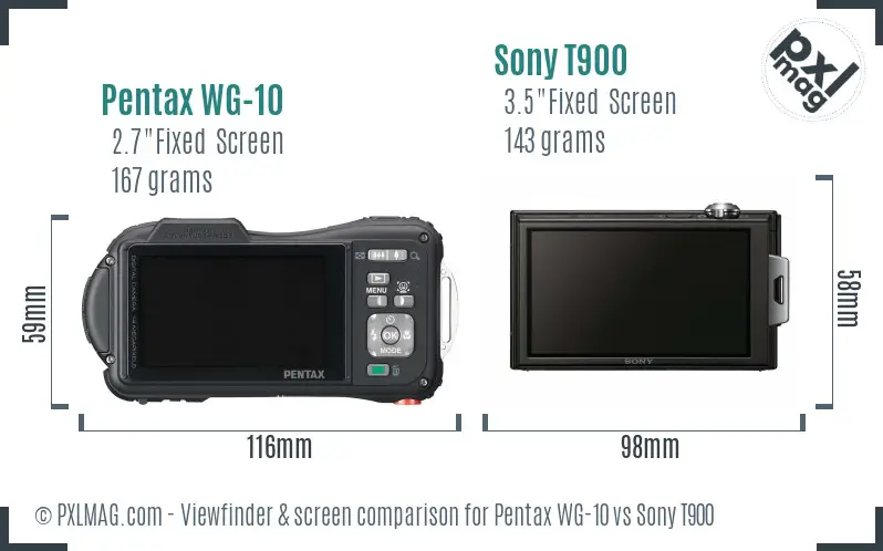 Pentax WG-10 vs Sony T900 Screen and Viewfinder comparison