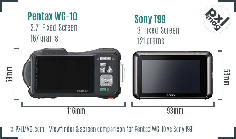 Pentax WG-10 vs Sony T99 Screen and Viewfinder comparison